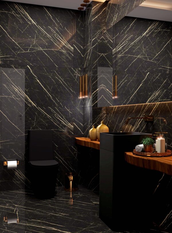 Porcelanico 56x113 Marquina Vetas Doradas - Imagen 6